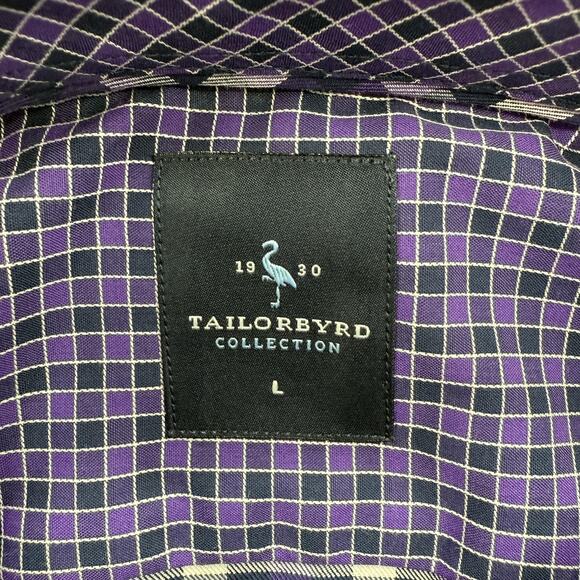 Tailorbyrd Collection Shirt Mens Large Purple Plaid 100% Cotton Button Up - Picture 3 of 11